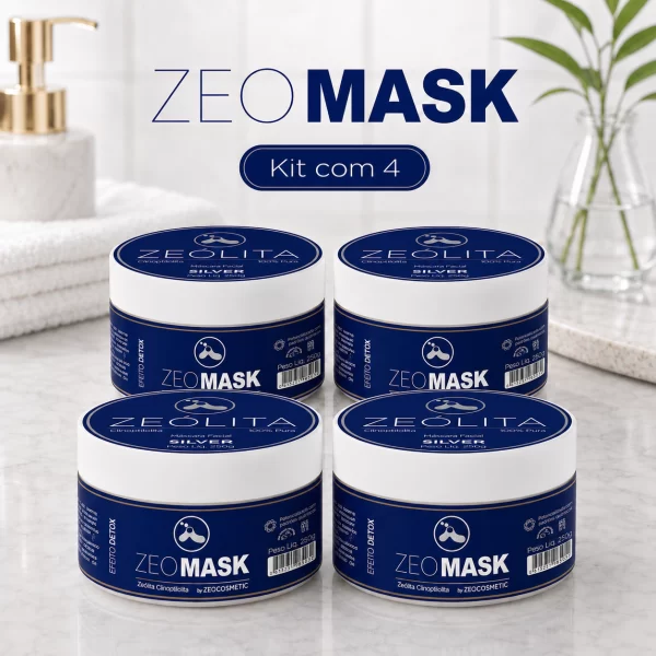 Kit 4x Máscara Facial Esfoliante ZeoMask Silver Detox: Reset Profundo