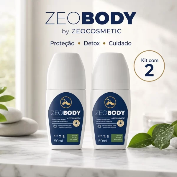 Kit 2x Desodorante Roll-On ZeoBody Detox: Controle Anti-Odor Sem Alumínio