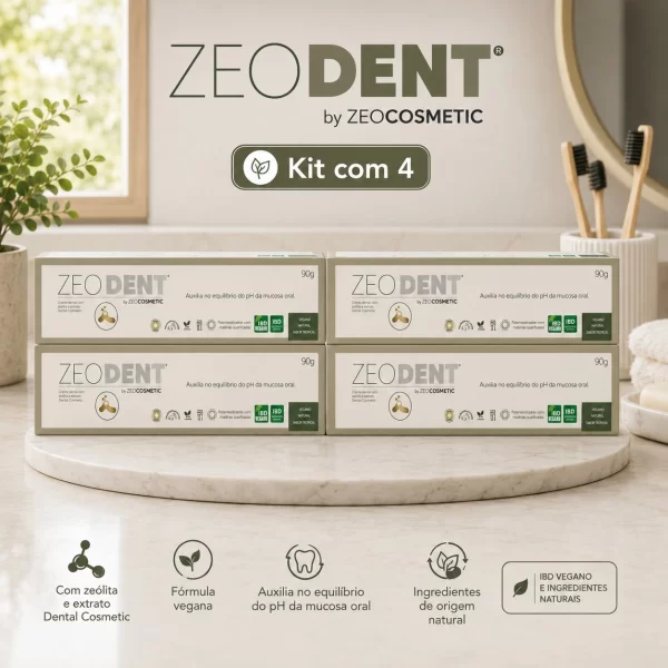 Kit 4x Creme Dental ZeoDent Detox: Anti-Resíduo Sem Flúor