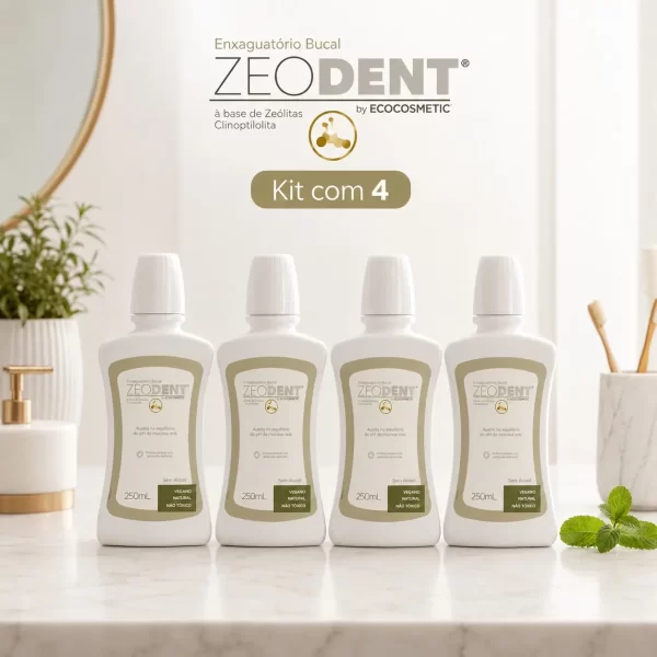 Kit 4x Enxaguante Bucal ZeoWash Detox: Reset Oral Sem Álcool